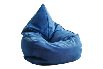 Blue bean bag isolated on transparent background