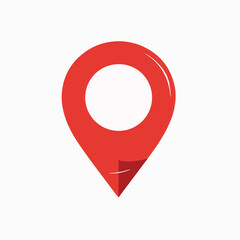 A red location pin icon, commonly used in maps and navigation applications. The pin is designed with a triangular shape pointing downwards, and it has a circular hole in the top center.