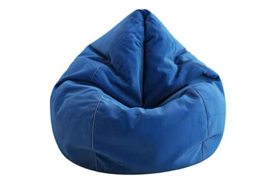 Blue beanbag chair isolated on transparent background