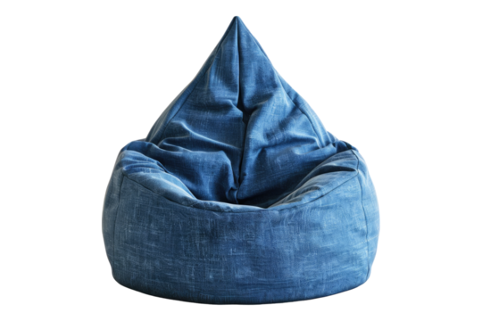Blue beanbag chair isolated on transparent background