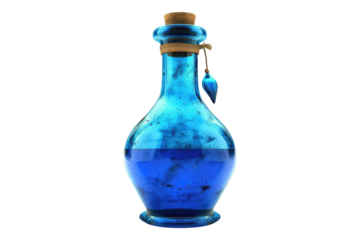 Blue potion bottle isolated on transparent background