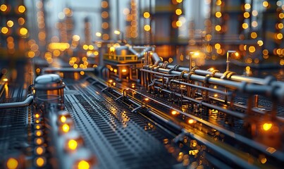 A scene depicting the intersection of industry, business, and finance, illustrating their interconnected roles and influences.