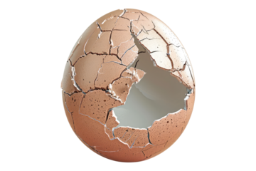 Broken egg shell isolated on transparent background