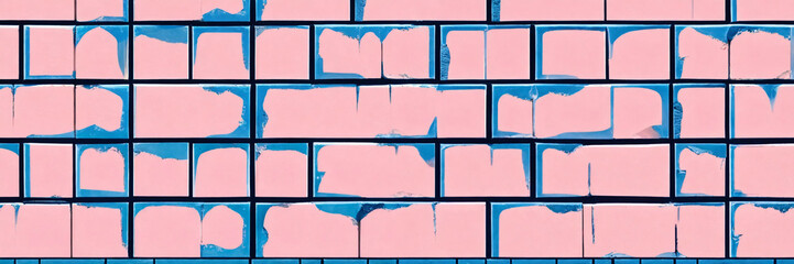 Fototapeta premium Pink and blue brick wall texture