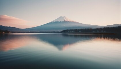 fuji mountain view from relaxed lake, sunset view