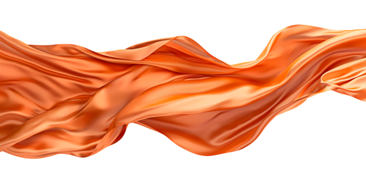 Isolated luxurious flowing silk peach fuzz fabric in horizontal shape for decoration.