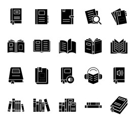 vector book icon set