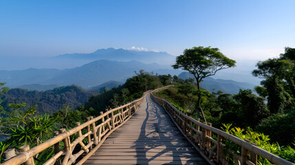 Scenic Mountain Walkway with Panoramic View