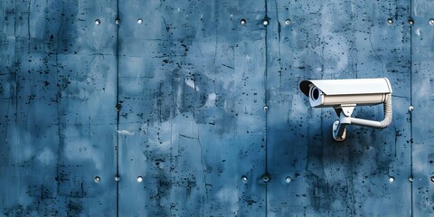 Close-Up Shot of CCTV Camera Installed on an Industrial Building Wall. Concept Industrial Security, Surveillance Technology