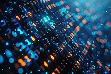 Obraz premium Binary Code Displaying Data Stream on Digital Screen