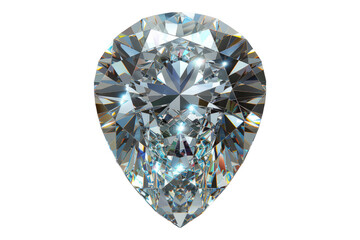 Elegant pear cut diamond isolated on transparent background