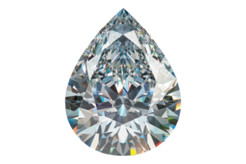 Elegant pear cut diamond isolated on transparent background