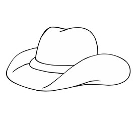 Line art cowboy hat isolated on white