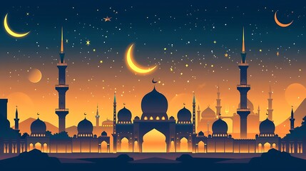 illustration of Islamic New Year social media feed template. Generative Ai