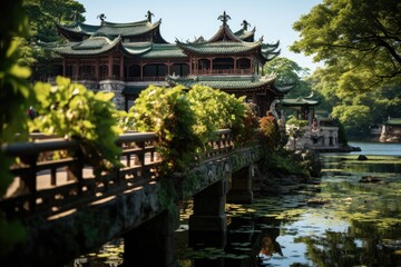 Fototapeta premium Beijing, China, the Summer Palace (Summer Palace), a complex of gardens and palaces by the lake., generative IA