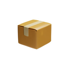 Closed cardboard box mockup vector 3D icon, carton transport packaging box delivery cargo brown paper package protection