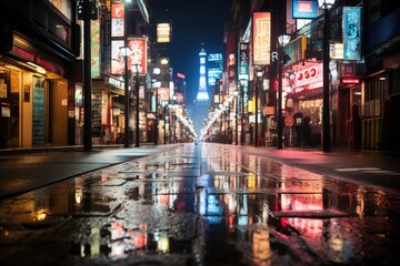 Tokyo, Japan, the Shinjuku neighborhood, with skyscrapers and agitated nightlife., generative IA