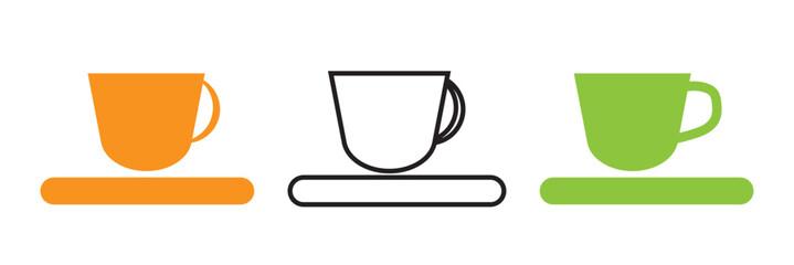 coffee cup icon set vector. cup a coffee sign and symbol