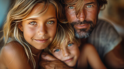 Fototapeta premium Portrait of a father and children