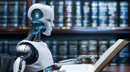 Robot Lawyer Assisting with Bankruptcy Case,Futuristic Legal Aid Solution