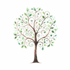 Obraz premium watercolor painting of ornamental flower tree on white background