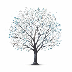 Obraz premium watercolor painting of ornamental flower tree on white background