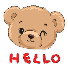teddy bear vector hand drawn illustration cute print design for kids