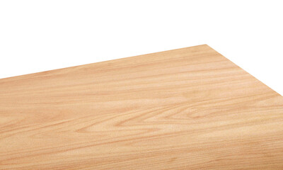 View of wood or wooden table top corner Isolated on white background
