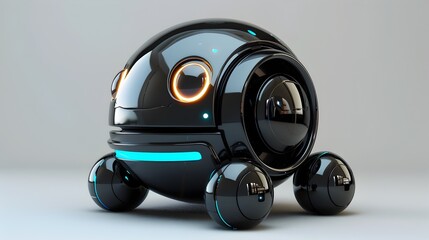 Sleek and Futuristic High Tech Pet Robot in Controlled Studio Lighting