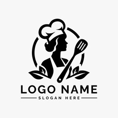 Obraz premium woman cooking vector logo