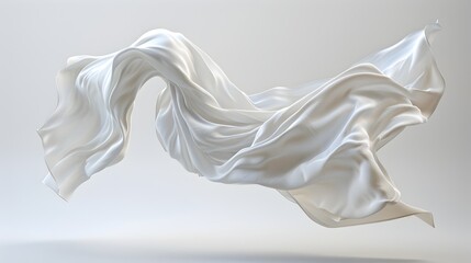 Ethereal Silk Cloth Dancing Through Minimalist White Background in Cinematic Photographic Style