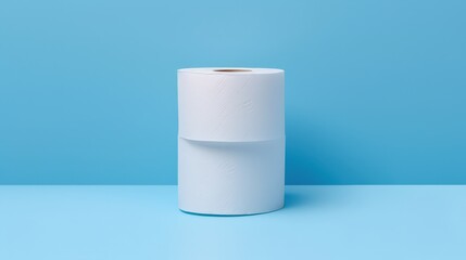A Roll of White Paper Towels on a Light Blue Background