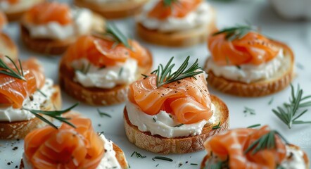 Savory Smoked Salmon and Cream Cheese Appetizers With Rosemary Garnish