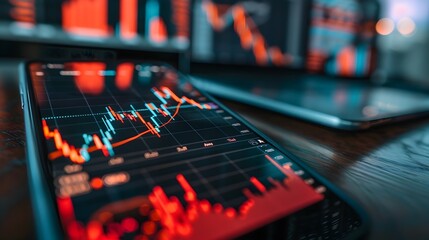 Obraz premium Augmented Reality Financial Dashboard with Declining Alerts