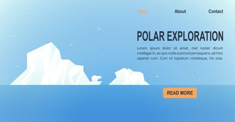 Antarctica landscape, floating iceberg banner. Global warming horizontal banner. Polar exploration © Natalya Nepran