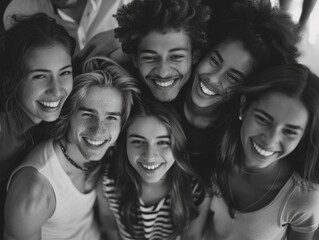 Obraz premium A group of people are smiling and posing for a picture