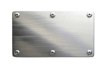 Fototapeta premium Glossy metal plate with brushed texture and screws, ideal for industrial or mechanic-themed projects.