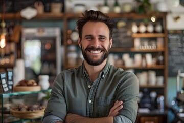 Fototapeta premium Portrait of dark haired man
