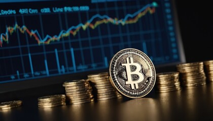 Bitcoin Cryptocurrency Bitcoin coin growth chart on the exchange chart
