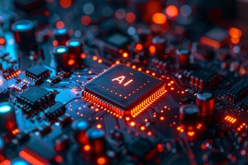 Obraz premium Artificial Intelligence Chip on Circuit Board