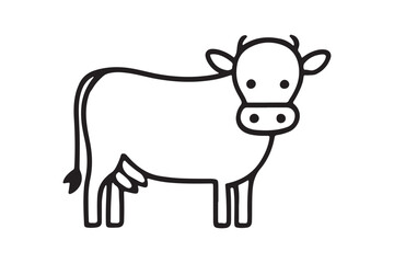 Cow vector art silhouette illustrator with line art white background