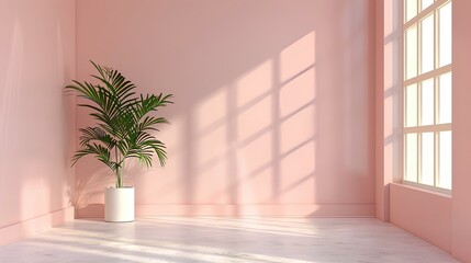 Soft Pink Living Room with Plant