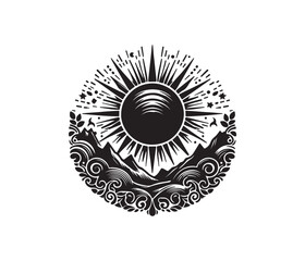 sun vector art graphic resources silhouette vector style,white background