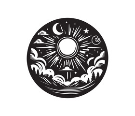 sun vector art graphic resources silhouette vector style,white background