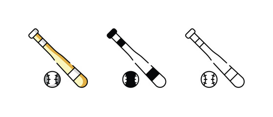 Base Ball Bat icons vector set stock illustration