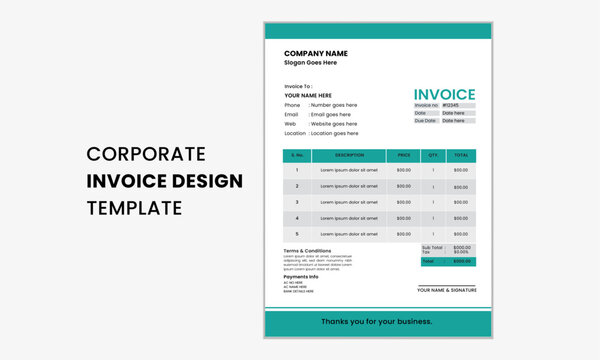 Modern Professional Invoice Design Template .Business invoice Design for the Corporate people
