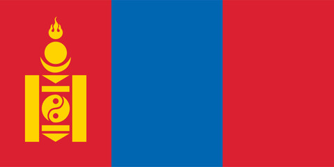 Vector MONGOLIA flag. illustration. EPS10. Vector flag of Mongolia. Symbol of patriotism and freedom