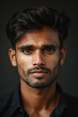 Fototapeta premium A man with a shaved goatee and a black shirt