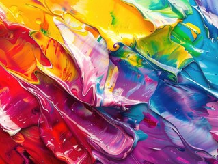 A painting of a rainbow with a splash of color