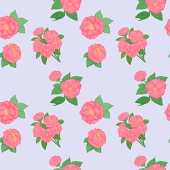 seamless pattern with camellia flower pink 